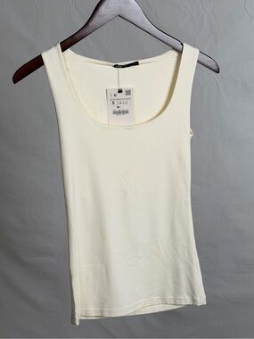 Zara Cream Scoop Neck Tank Top